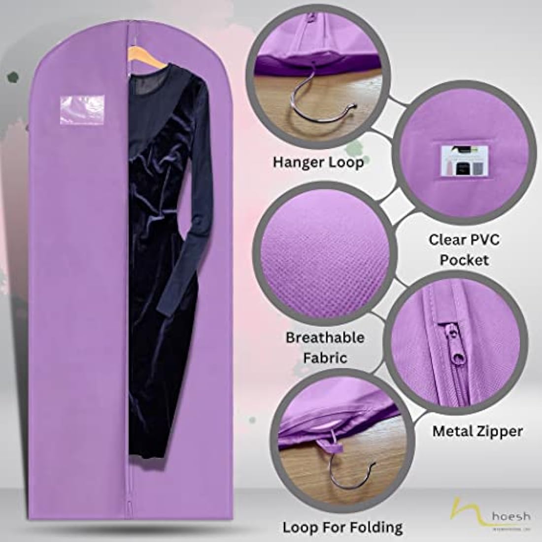 Breathable Wedding Dress & Prom Gown Garment Bag - Lilac