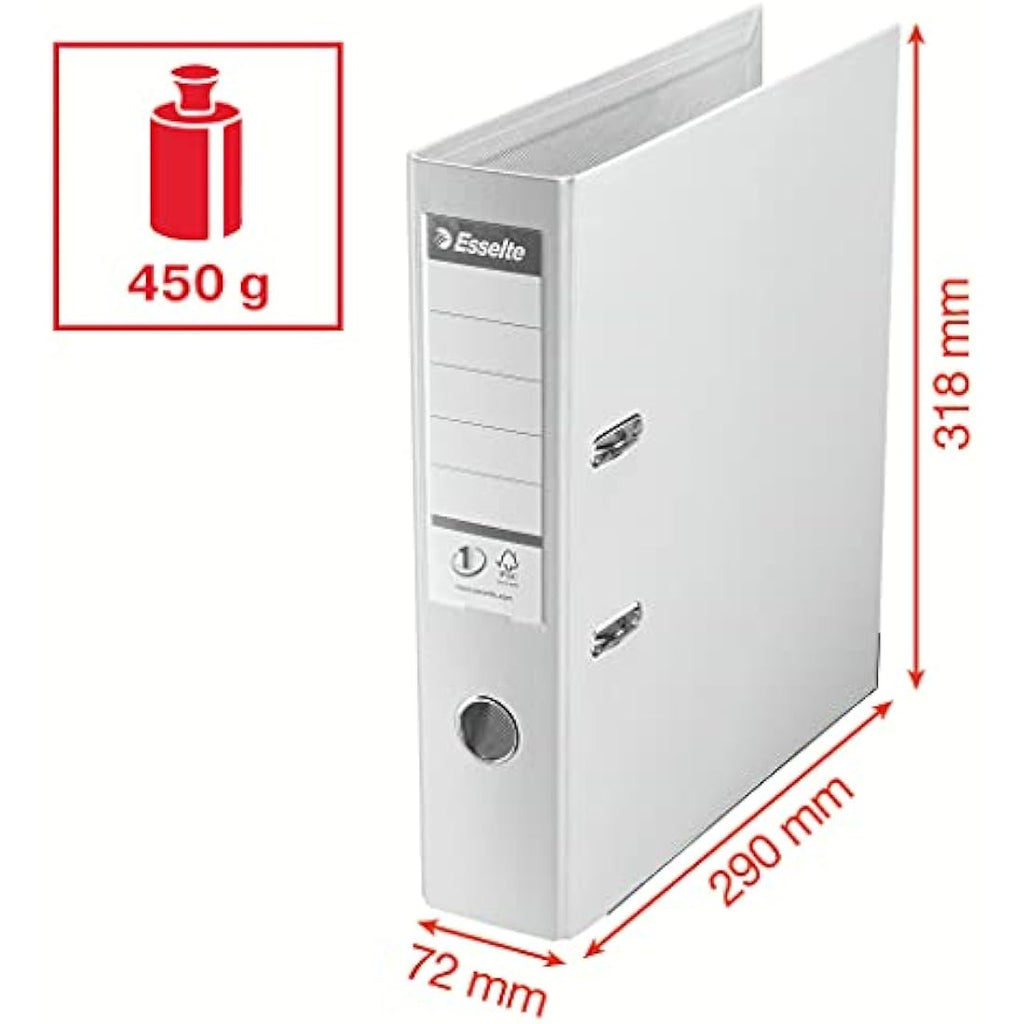 Esselte VIVIDA A4 Lever Arch File | 75mm Spine | Grey Plastic | 3 Pack