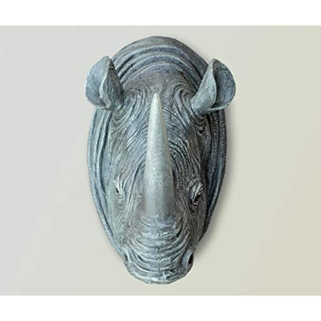 Rhino Wall Art – Grey Resin Animal Head Hanging Sculpture