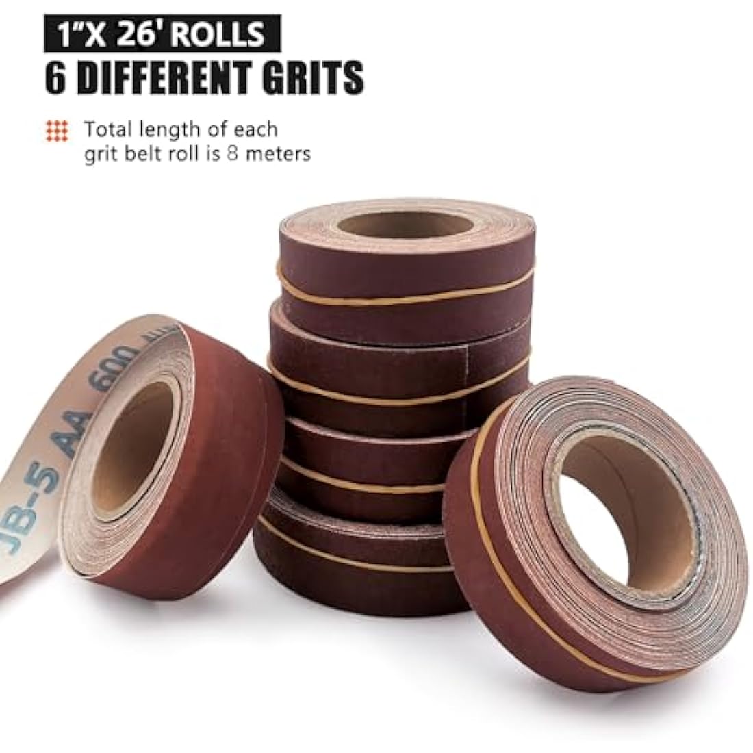 6-Roll Sandpaper Set – 80-600 Grit Aluminum Oxide Emery Cloth