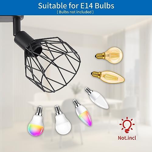 Jolof Store 3-Way Adjustable Black Metal Cage Ceiling Spotlights | E14 Base