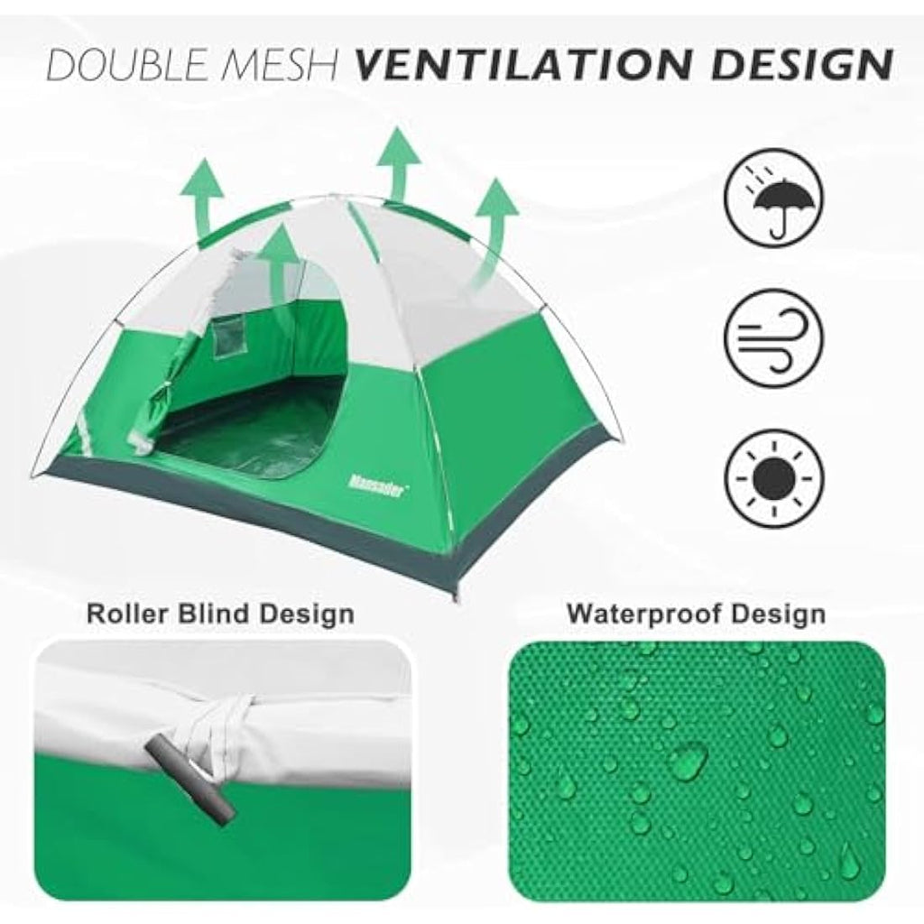 Mansader 2-3 Person Dome Camping Tent – Waterproof Lightweight Hiking Shelter