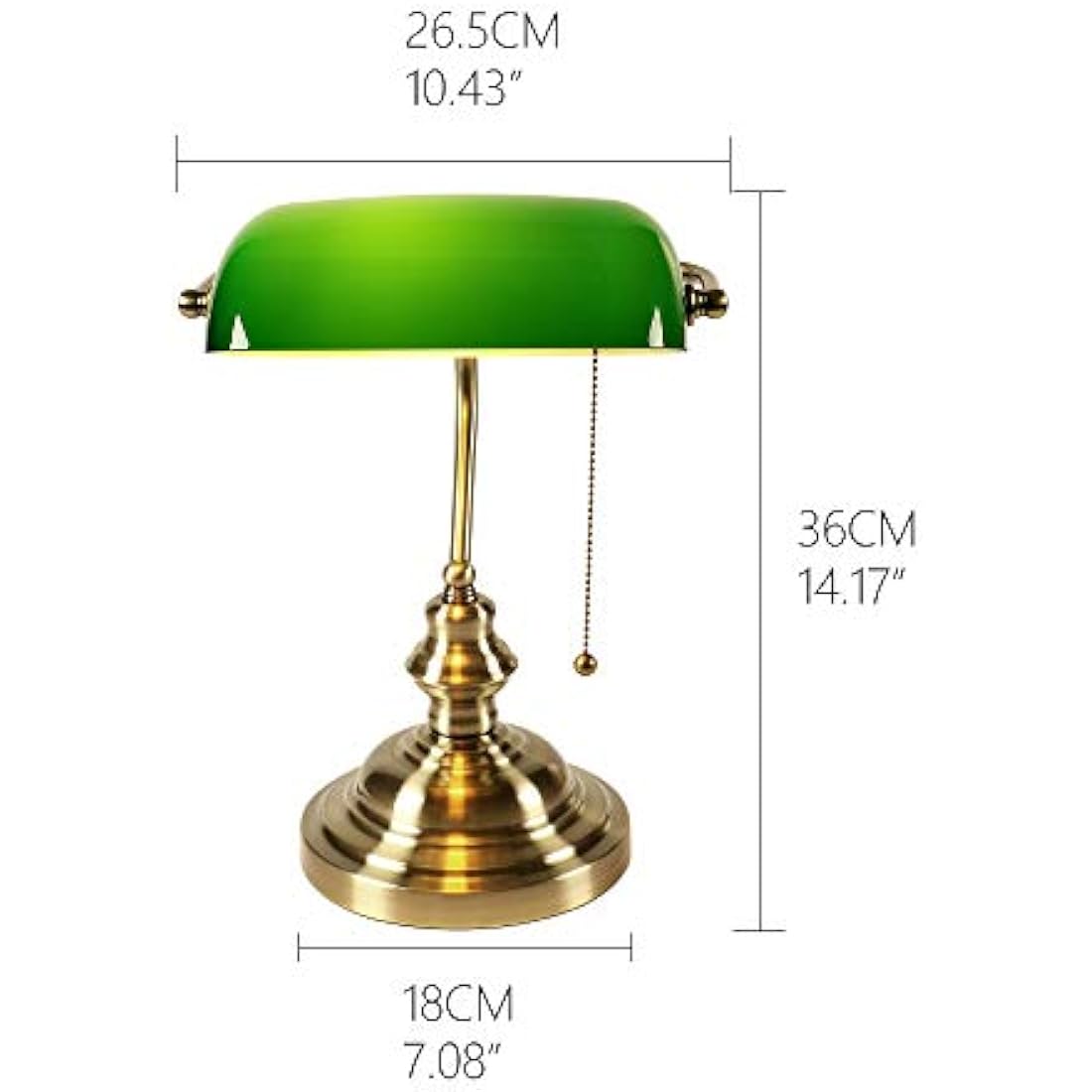 Jolof Store Green Glass Bankers Desk Lamp | Satin Brass Finish