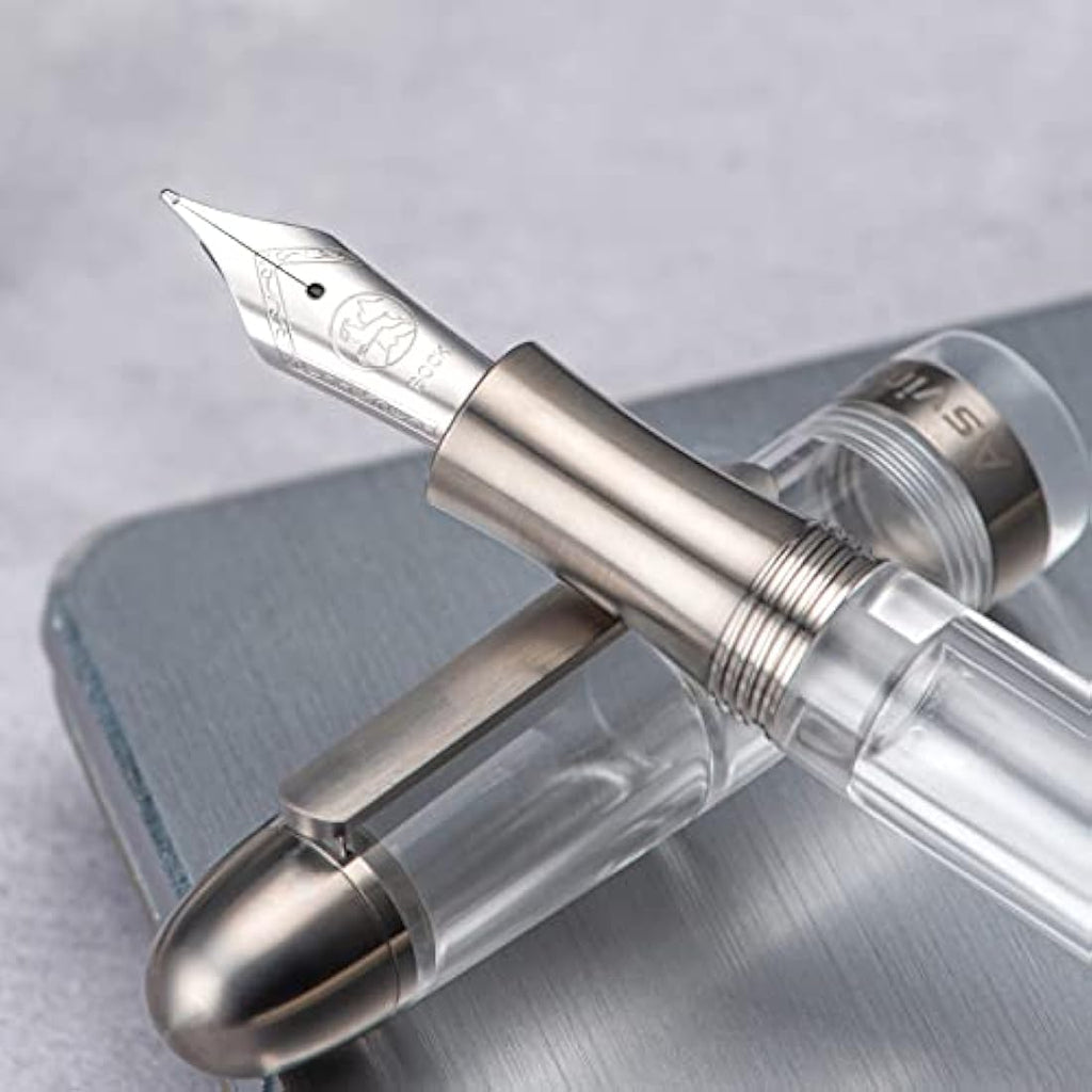 Asvine P36 Titanium Fountain Pen | Clear Acrylic Piston Filler Bock Nib