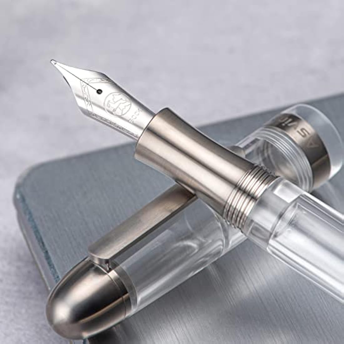 Asvine P36 Titanium Fountain Pen | Clear Acrylic Piston Filler Bock Nib