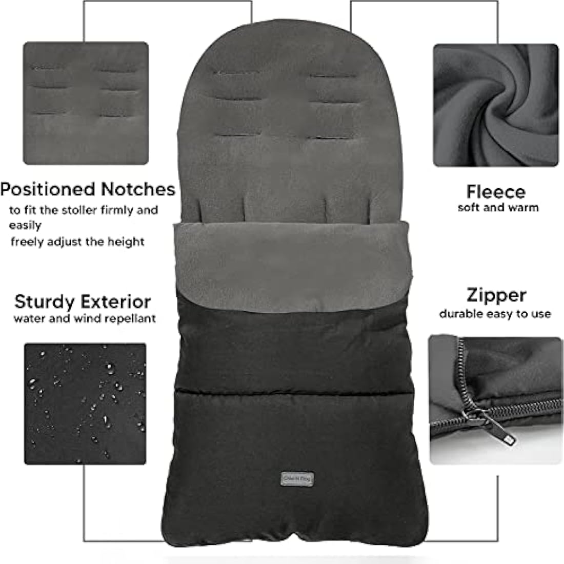 CrocnFrog Universal Stroller Footmuff – Fleece Lined Waterproof Cosy Toes