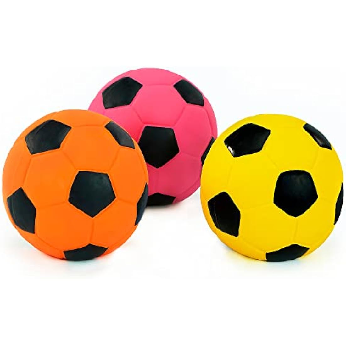 Chiwava Squeaky Latex Dog Footballs | 3-Pack Interactive Fetch Toys