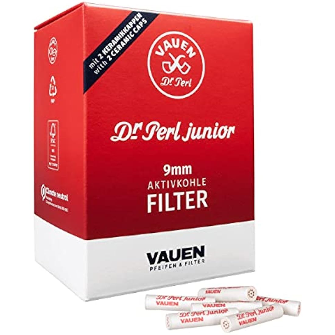 Vauen Dr. Perl Junior 9mm Activated Carbon Pipe Filters – 360 Pack