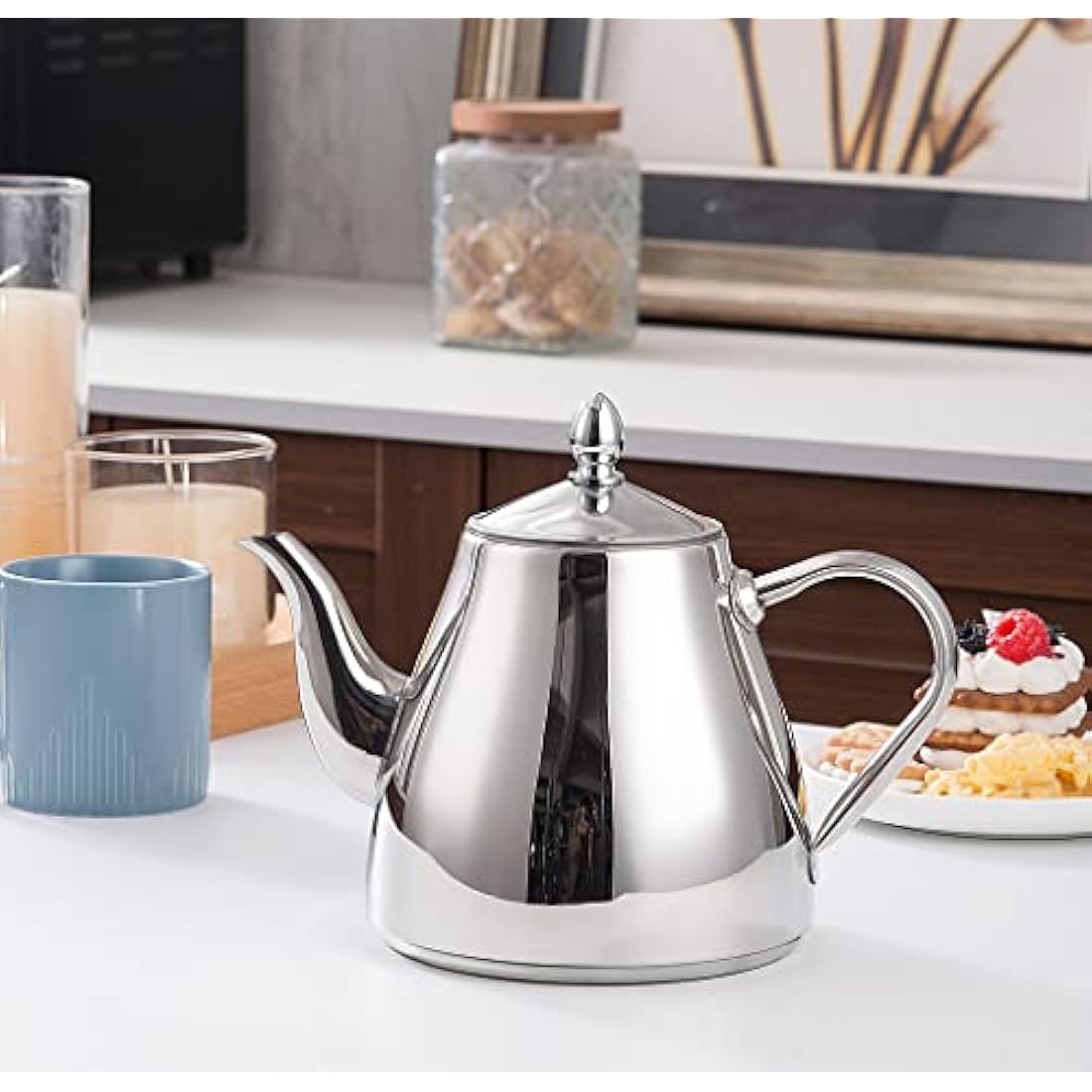 SANQIAHOME Stainless Steel Teapot | 70oz Drip-Free Coffee Server