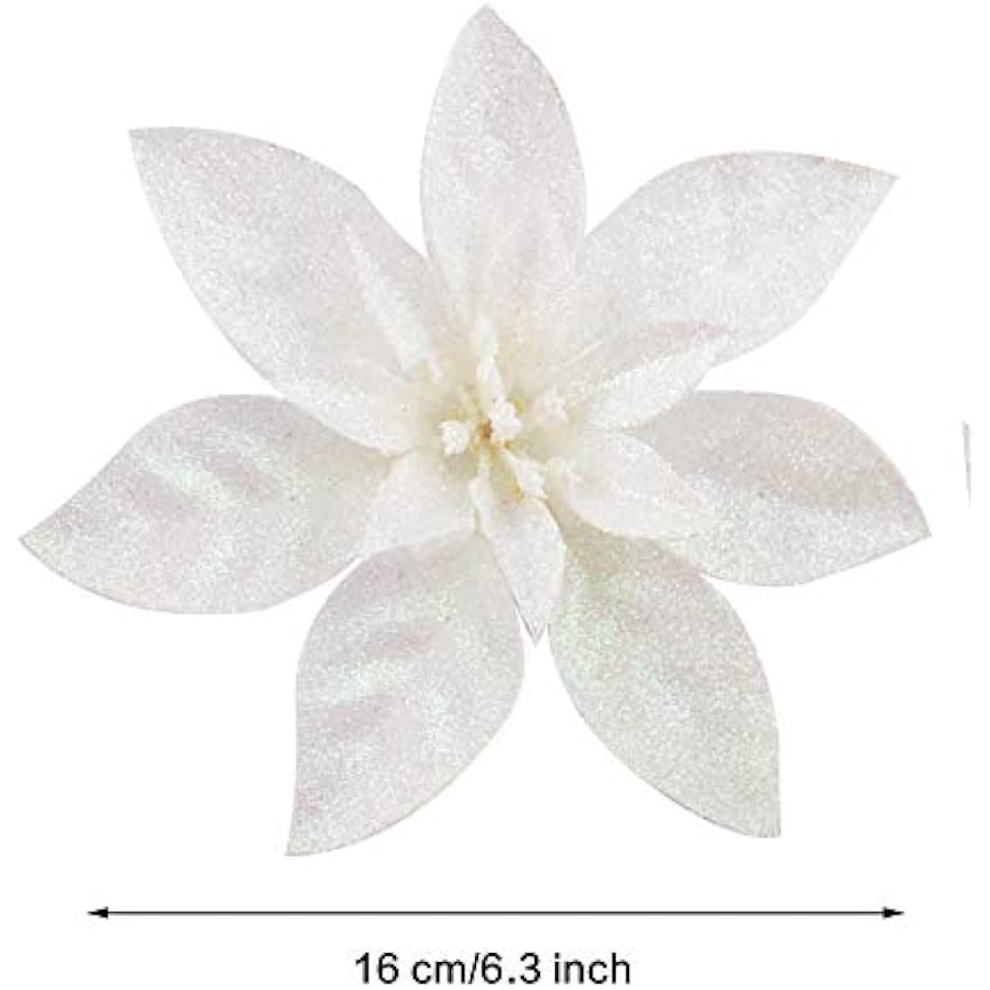 Jolof Store 12 Pcs White Glitter Poinsettia Christmas Tree Flowers