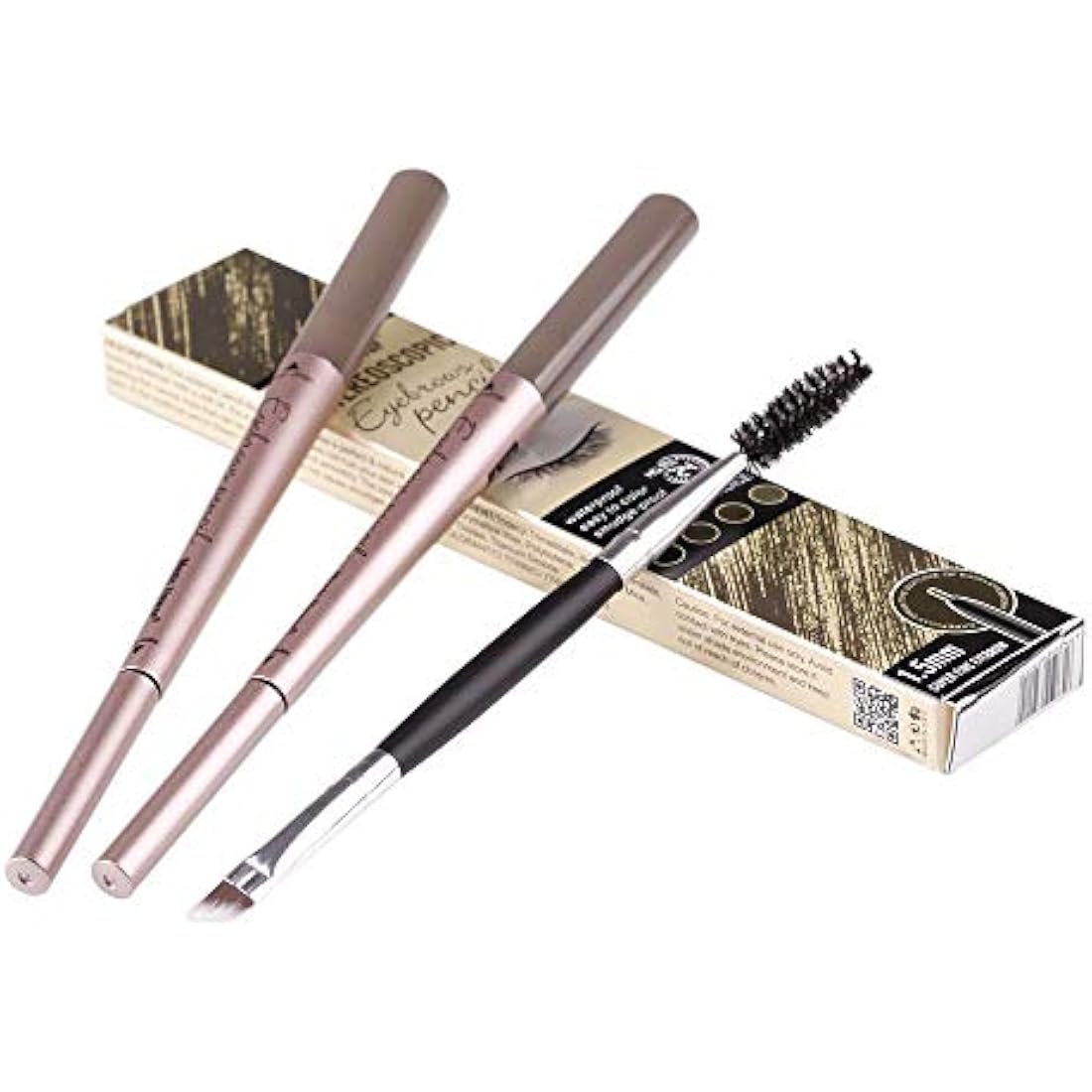 HeyBeauty Double Ended Eyebrow Pencil - Waterproof Brow Pen, Dark Brown