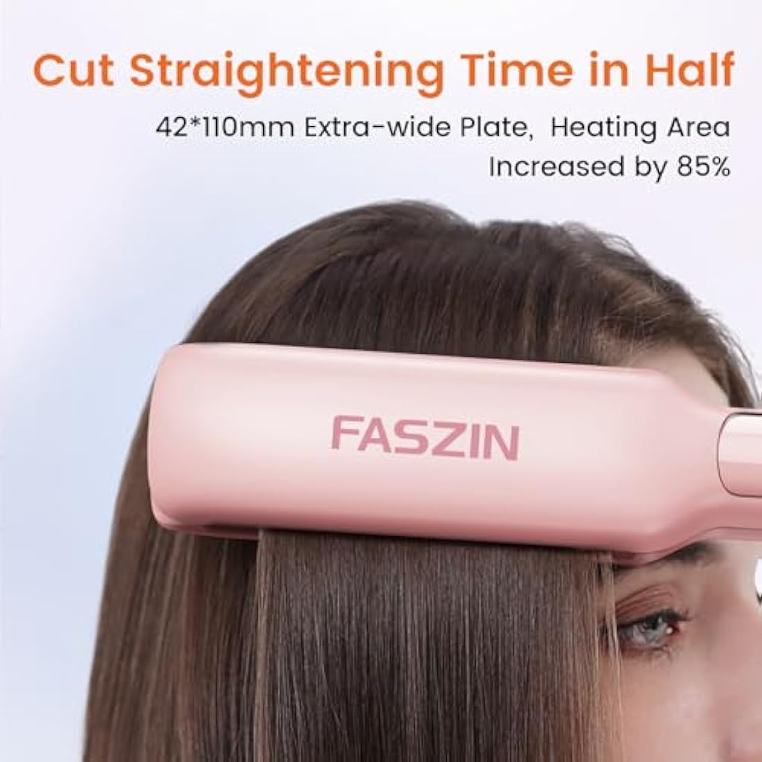 Faszin Titanium Hair Straightener | 42mm Wide Plate Ionic Flat Iron - Pink