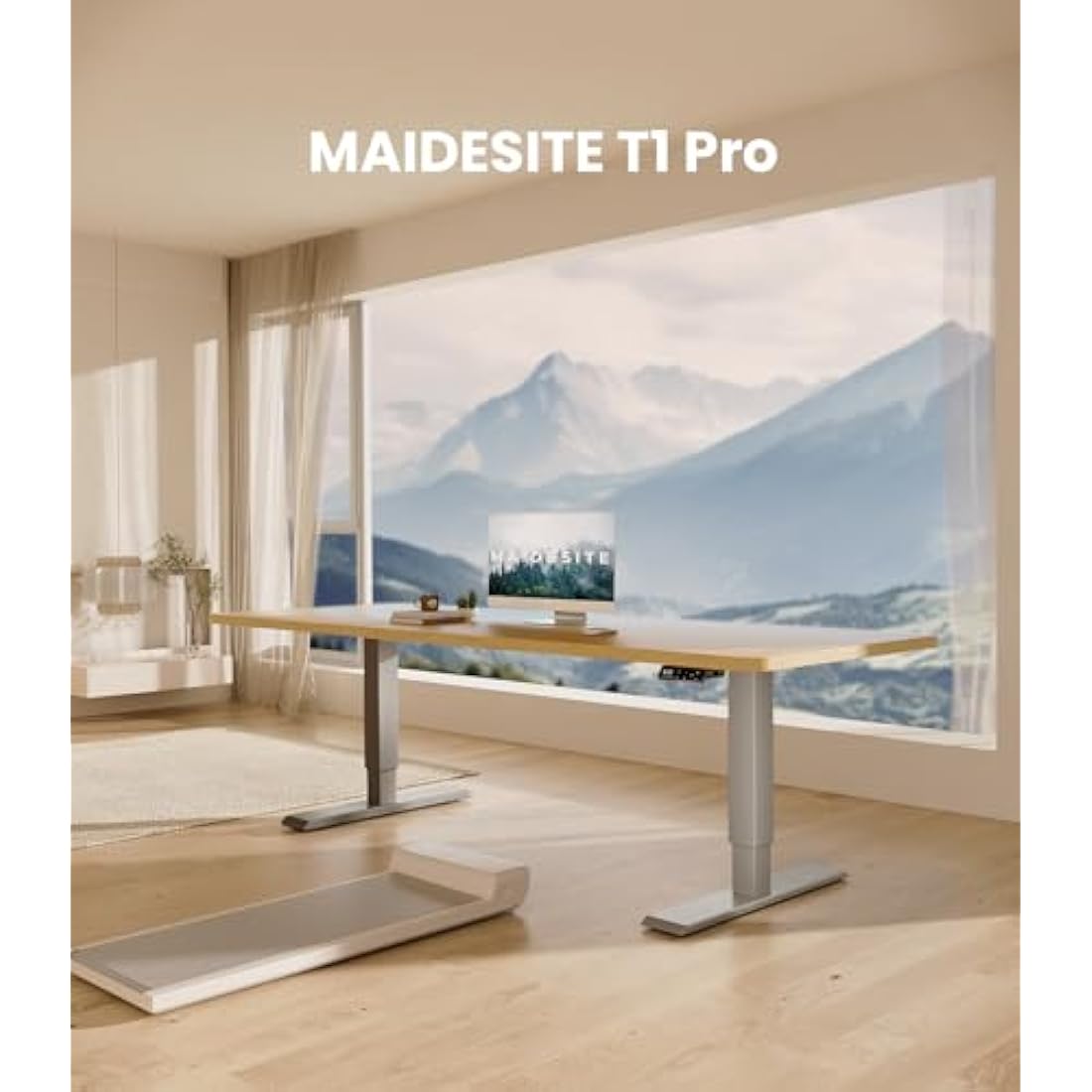 MAIDeSITe Electric Standing Desk Frame – Heavy Duty Steel, Gray