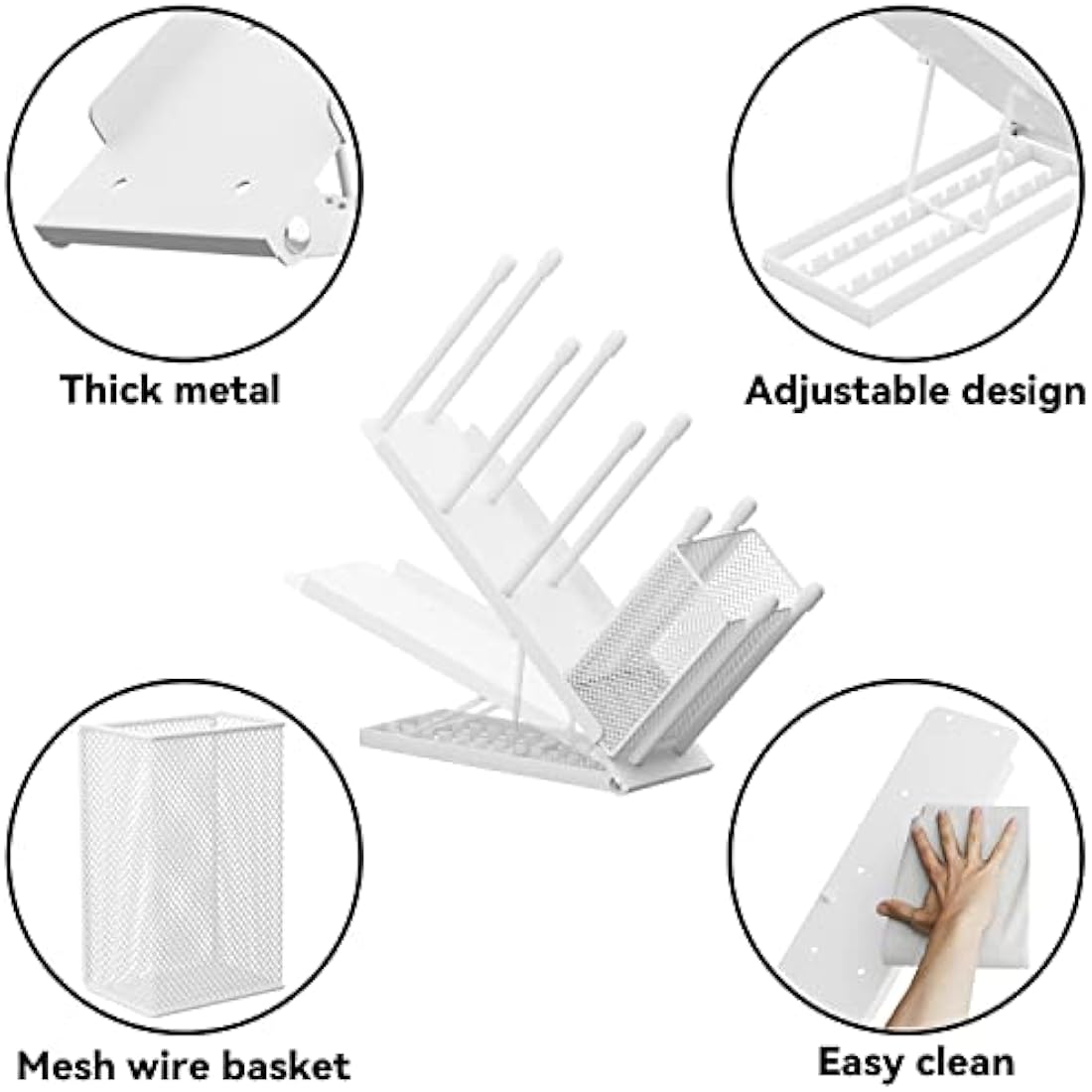 Ovicar Adjustable 4 Compartment Metal Cup and Lid Holder with Mesh Basket