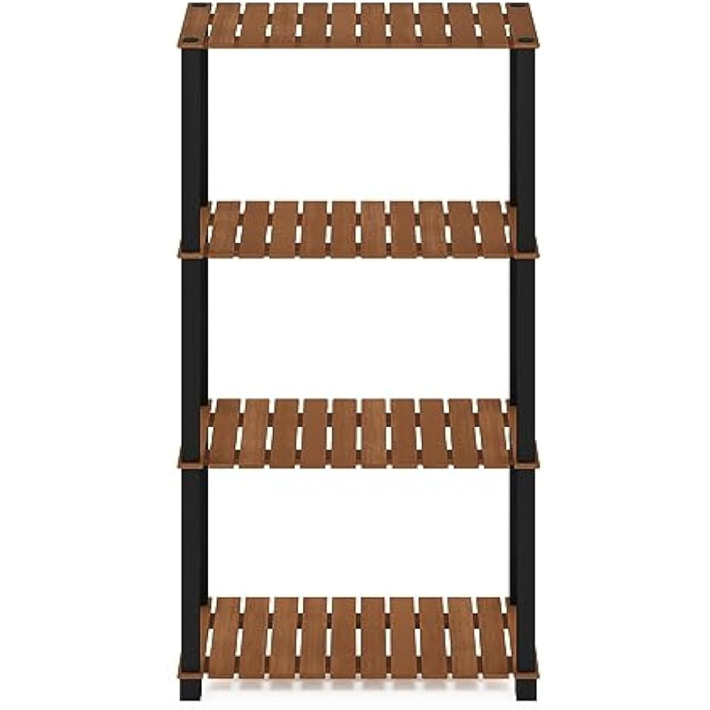 Furinno Pangkor 4-Tier Wood Plant Stand – Indoor Outdoor Display Shelf