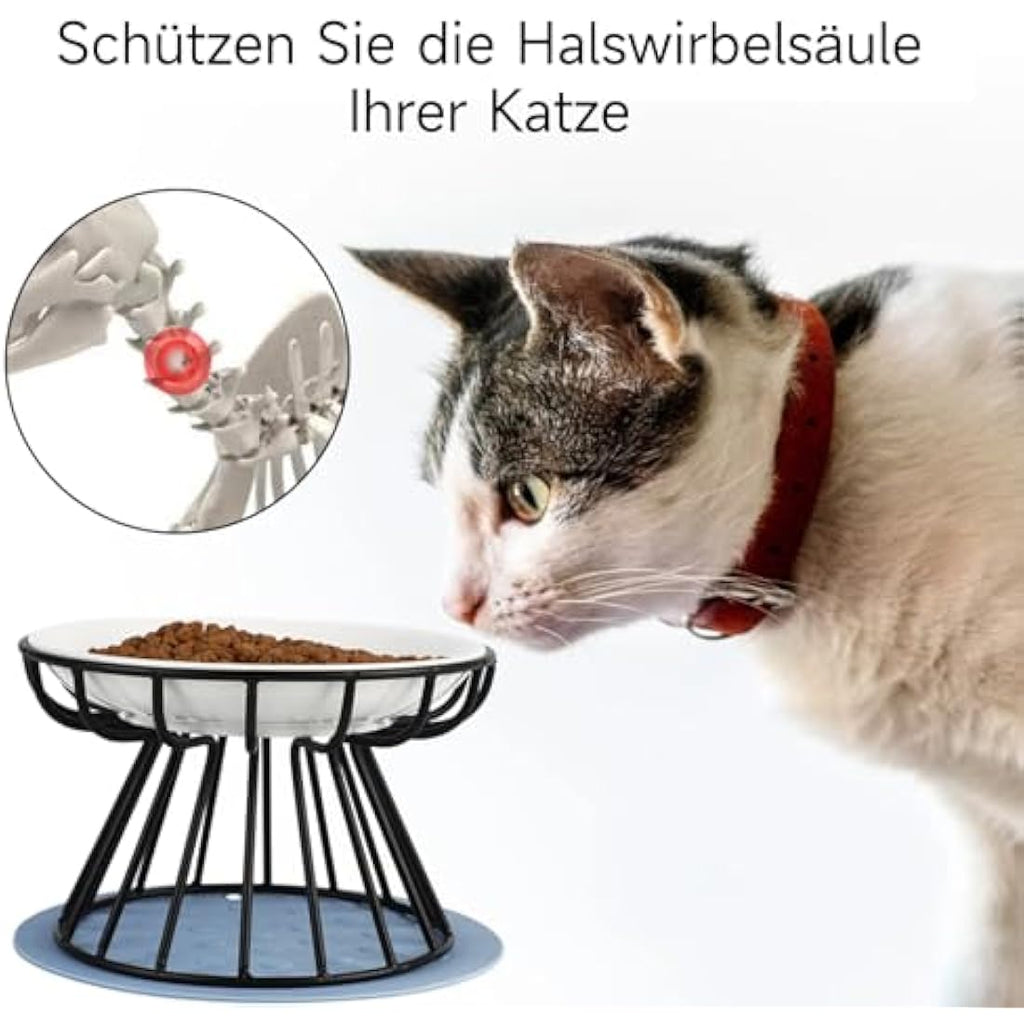 Dorakitten 4Pcs Elevated Ceramic Cat Bowls – Anti-Vomiting Raised Pet Dishes