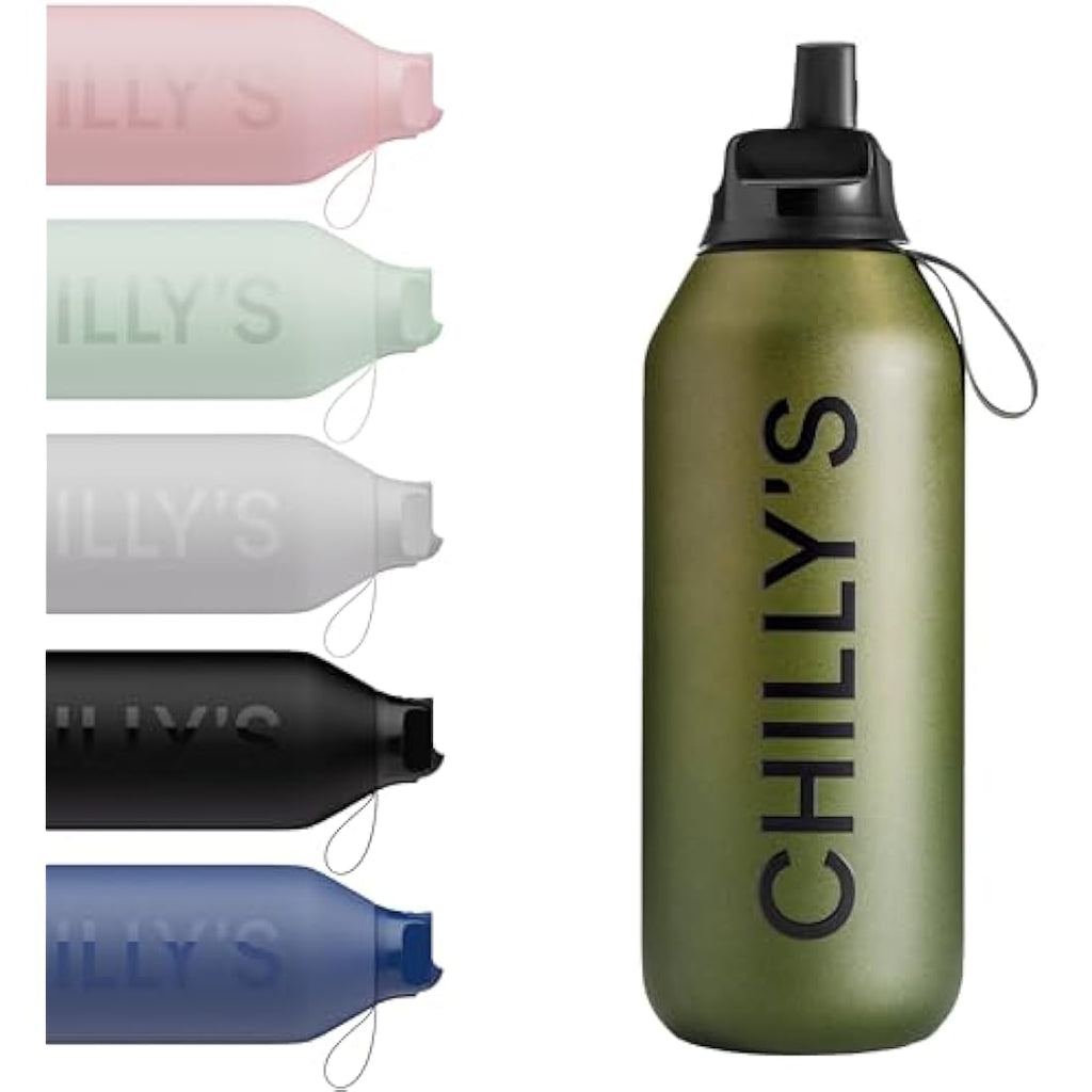 Chilly's Series 2 Flip Water Bottle – Insulated Stainless Steel, 1L