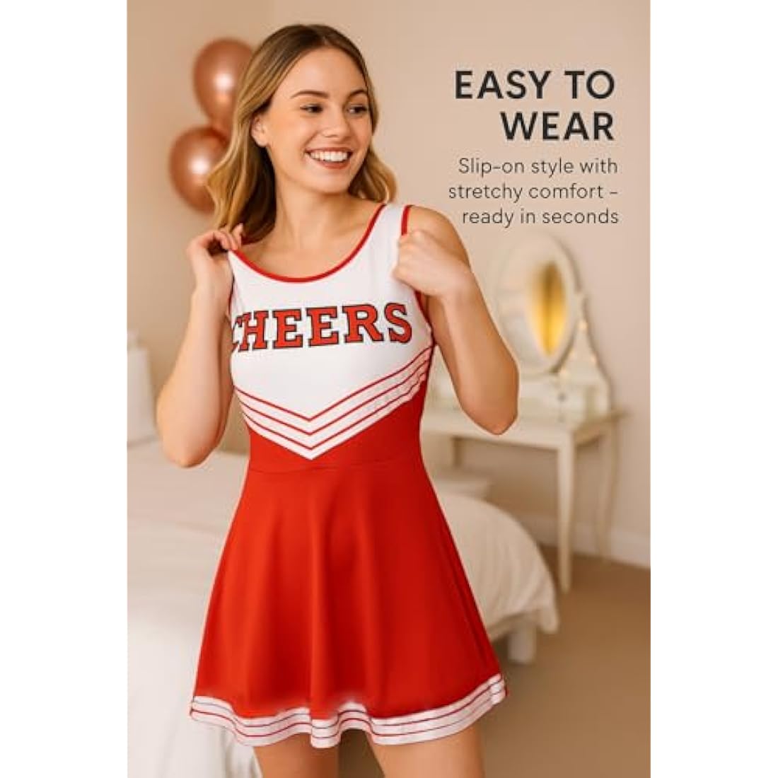 High School Cheerleader Costume with Pom Poms - Black/Purple