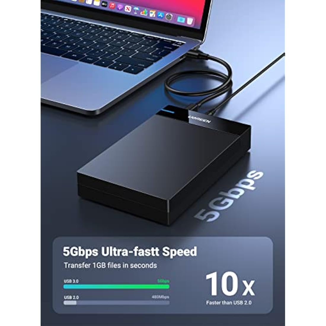 UGREEN USB 3.0 to SATA Hard Drive Enclosure for 2.5/3.5 Inch HDD SSD