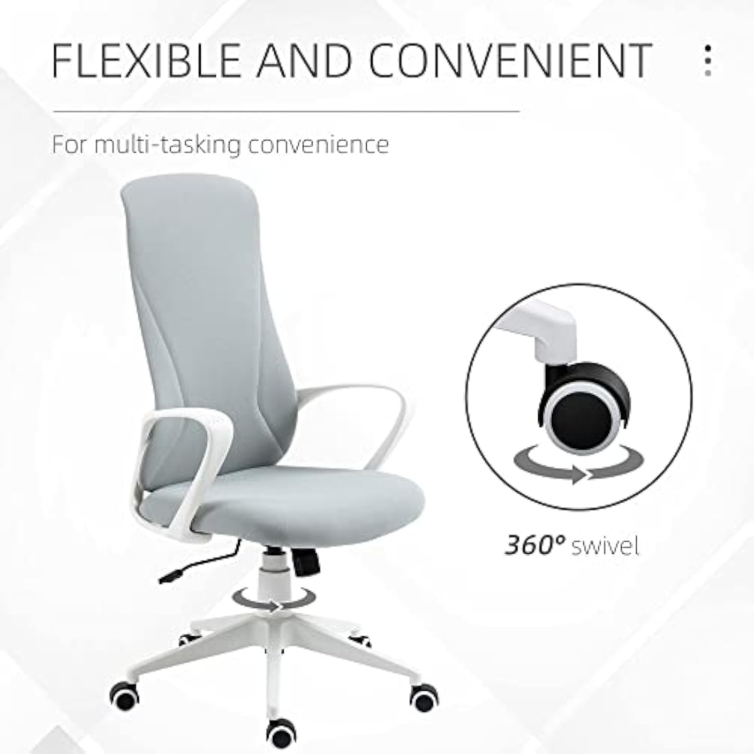 Vinsetto High Back Office Chair – Adjustable Fabric Swivel Desk Chair