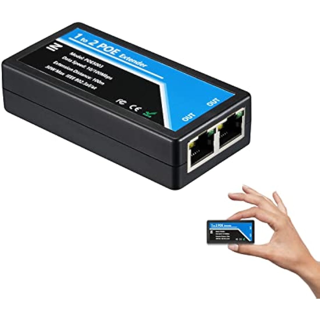2-Port PoE Extender | 10/100Mbps IEEE 802.3af/at Repeater