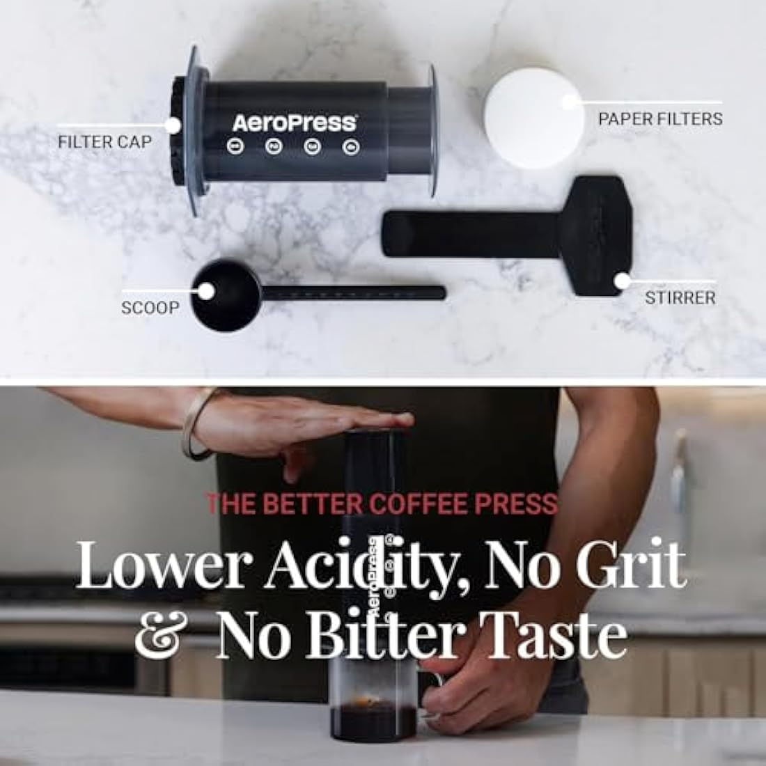 AeroPress Original Coffee and Espresso Maker – Portable 3-Cup Brewer