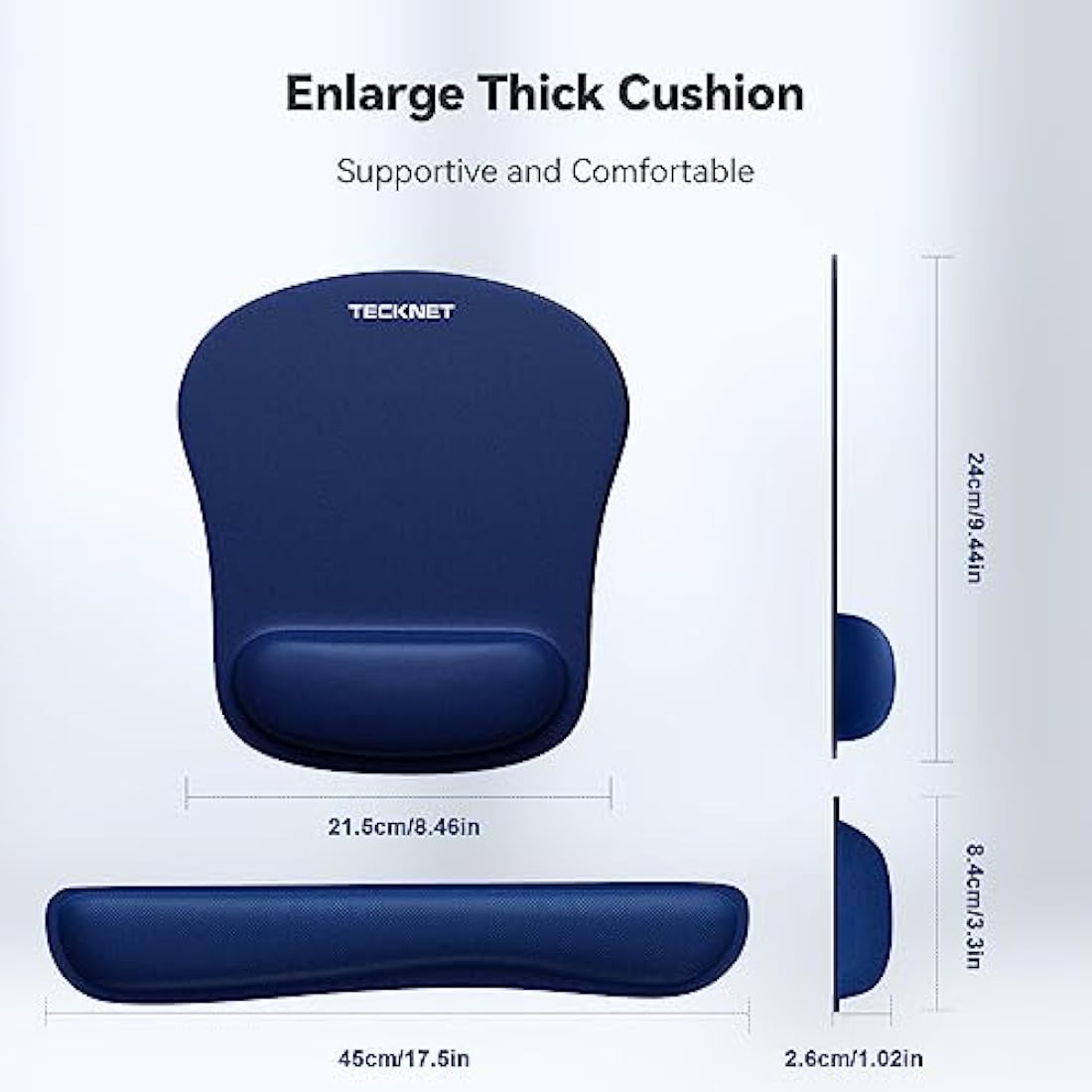 TECKNET Memory Foam Keyboard and Mouse Wrist Rest Set – Ergonomic