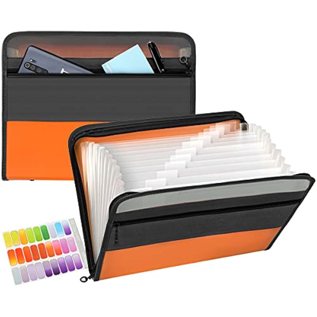 Tranbo 13 Pockets Expanding File Folder | A4 Zippered Document Organizer