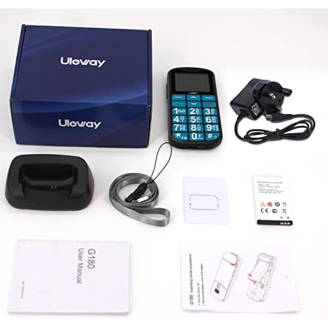 Uleway Senior Mobile Phone – Big Button Unlocked Dual SIM with SOS | Blue