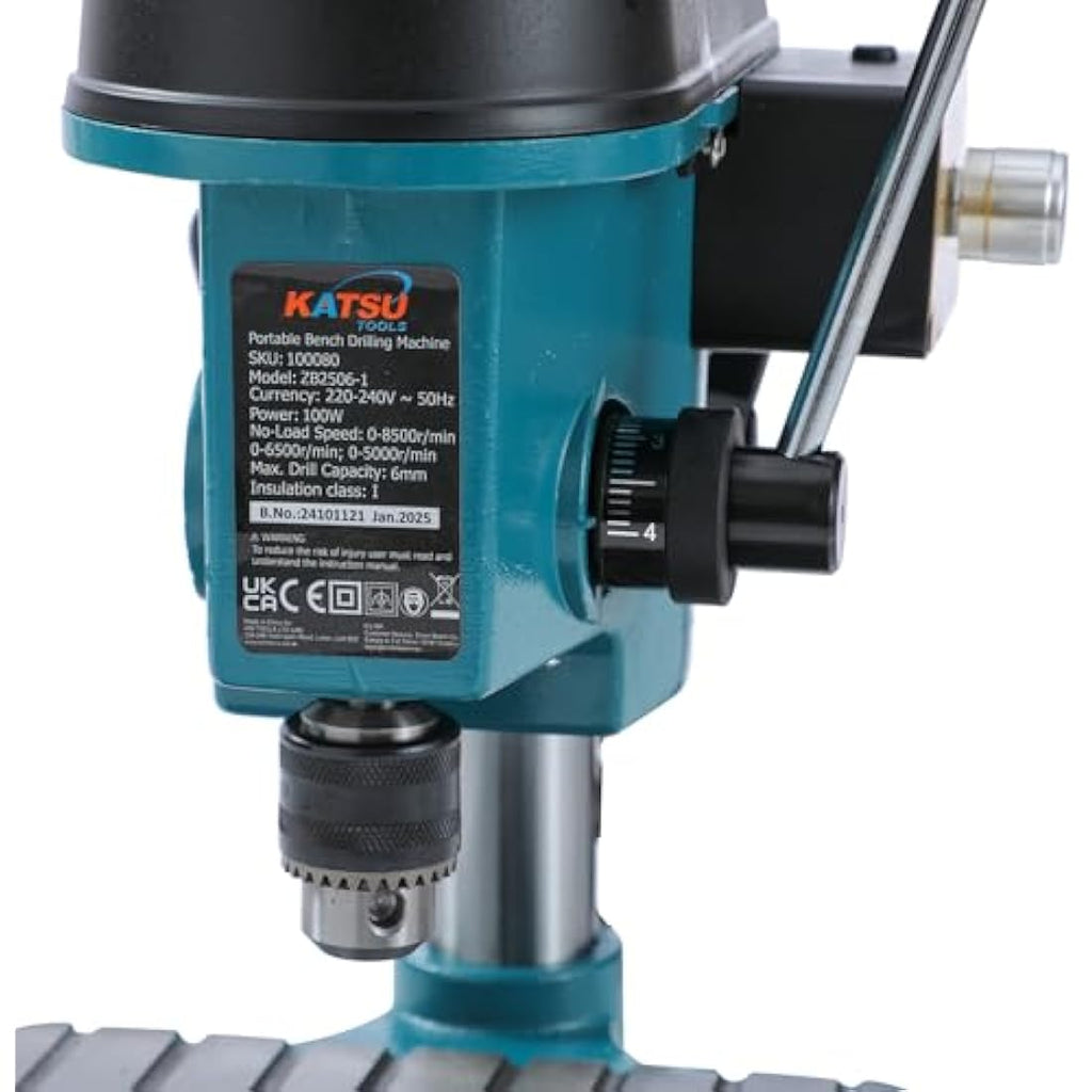 KATSU Mini Bench Drill Pillar Press - 100W Variable Speed 6mm Chuck