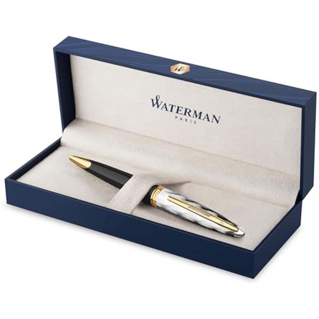 Waterman Carene Ballpoint Pen – Black Lacquer & Gold Trim, Medium Tip