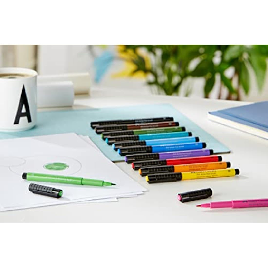 Faber-Castell Pitt Artist Pen Brush - India Ink Basic Tones - Set of 12
