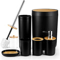 Jotom 7-Piece Bamboo and Plastic Bathroom Accessory Set - Black