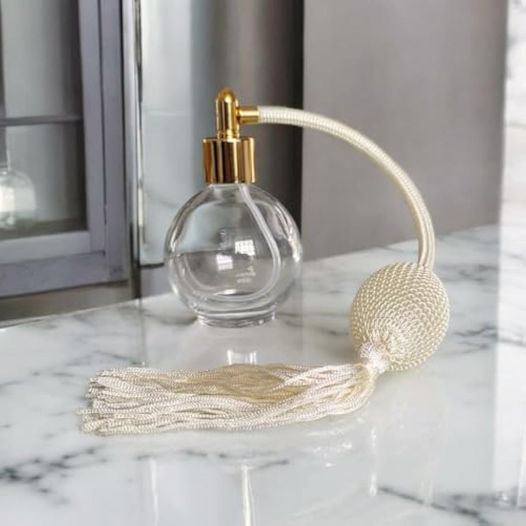 78ml Glass Perfume Atomizer Bottle with Ivory Tassel & Funnel