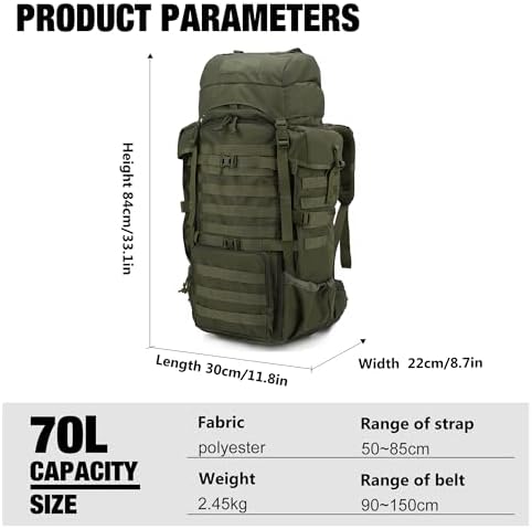 Tactical Military Rucksack - Large Molle Hiking Backpack