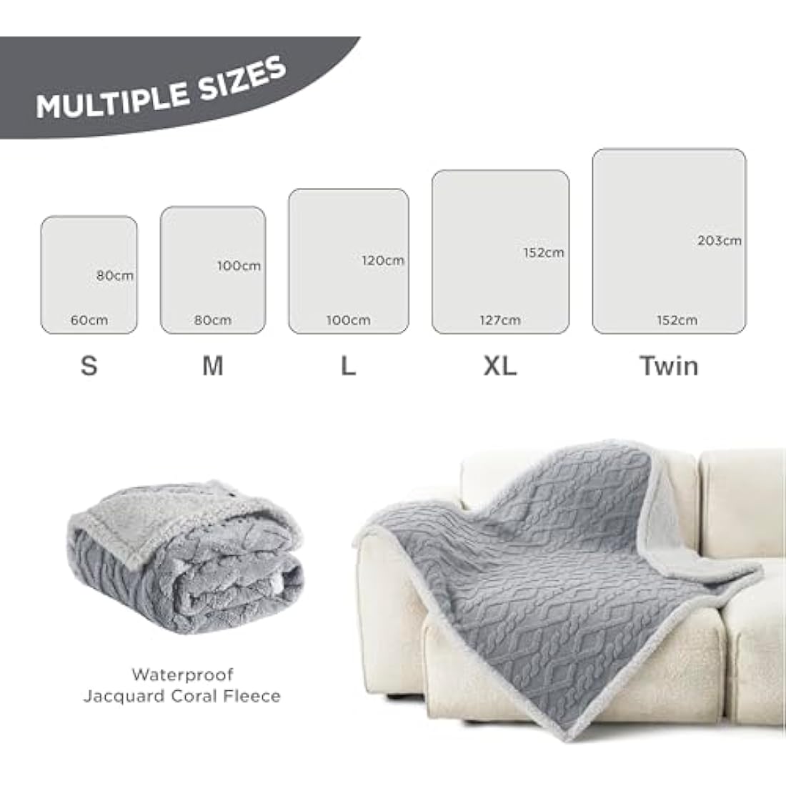 LE SURE Waterproof Dog Blanket – Extra Large Washable Plush Pet Throw
