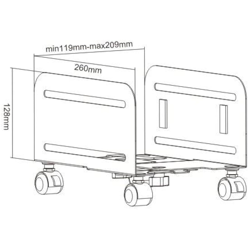 iMount Mobile CPU Holder – Adjustable PC Tower Stand with Wheels