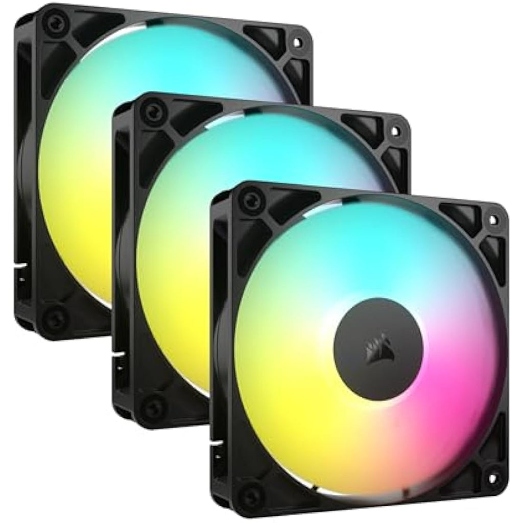 Corsair RS120 ARGB 120mm PWM Fans – Daisy-Chain Triple Pack – Black