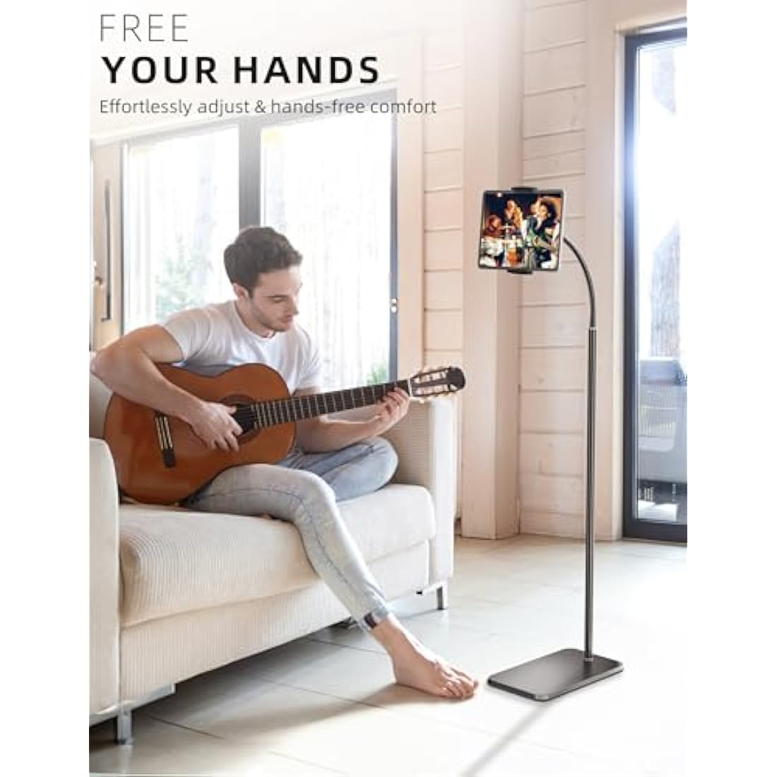LanPavilion iPad Floor Stand – Flexible Gooseneck Tablet Holder (4.7-13")