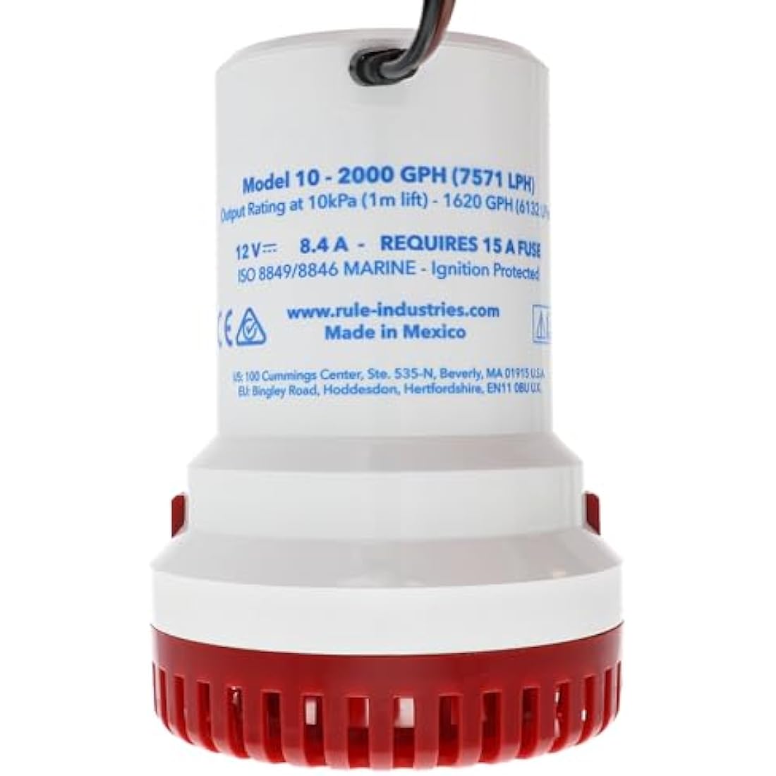 Rule 2000 GPH Non-Automatic Bilge Pump | 12V Submersible Marine Pump