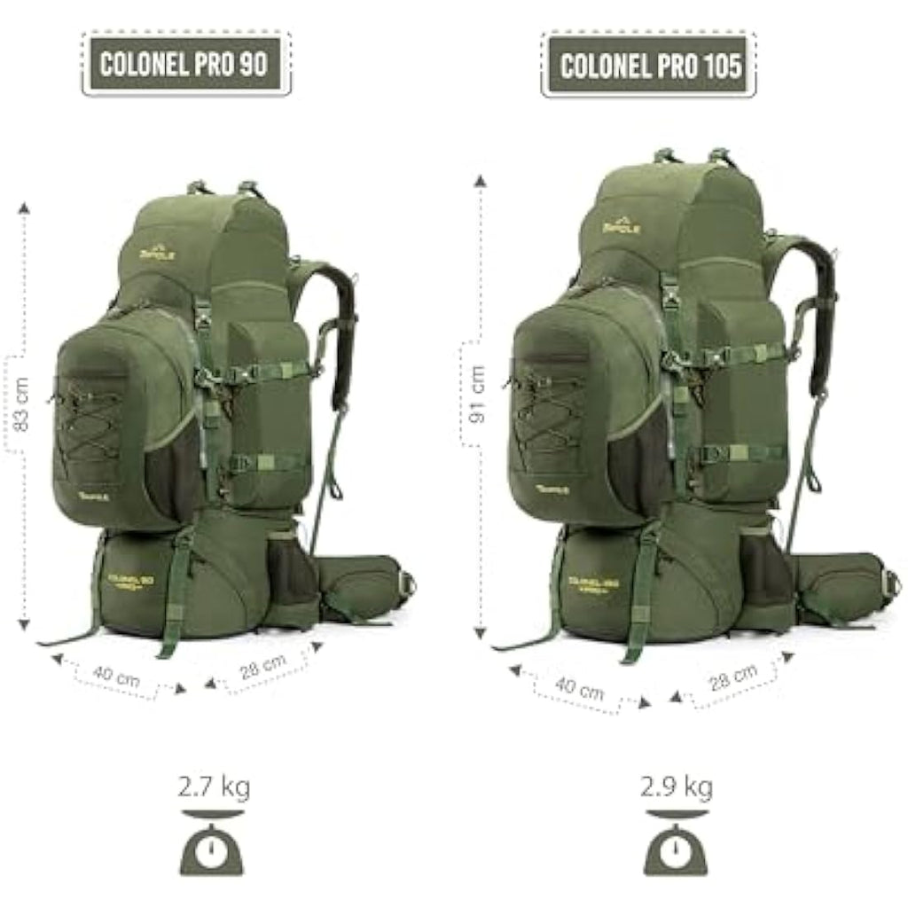 Tripole Colonel Pro 90L Rucksack - Metal Frame Hiking Backpack