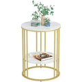 Marble Side Table – 2-Tier Round Sintered Stone End Table