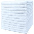 Polyte Microfibre Kitchen Dish Towels - Waffle Weave White 12 Pack