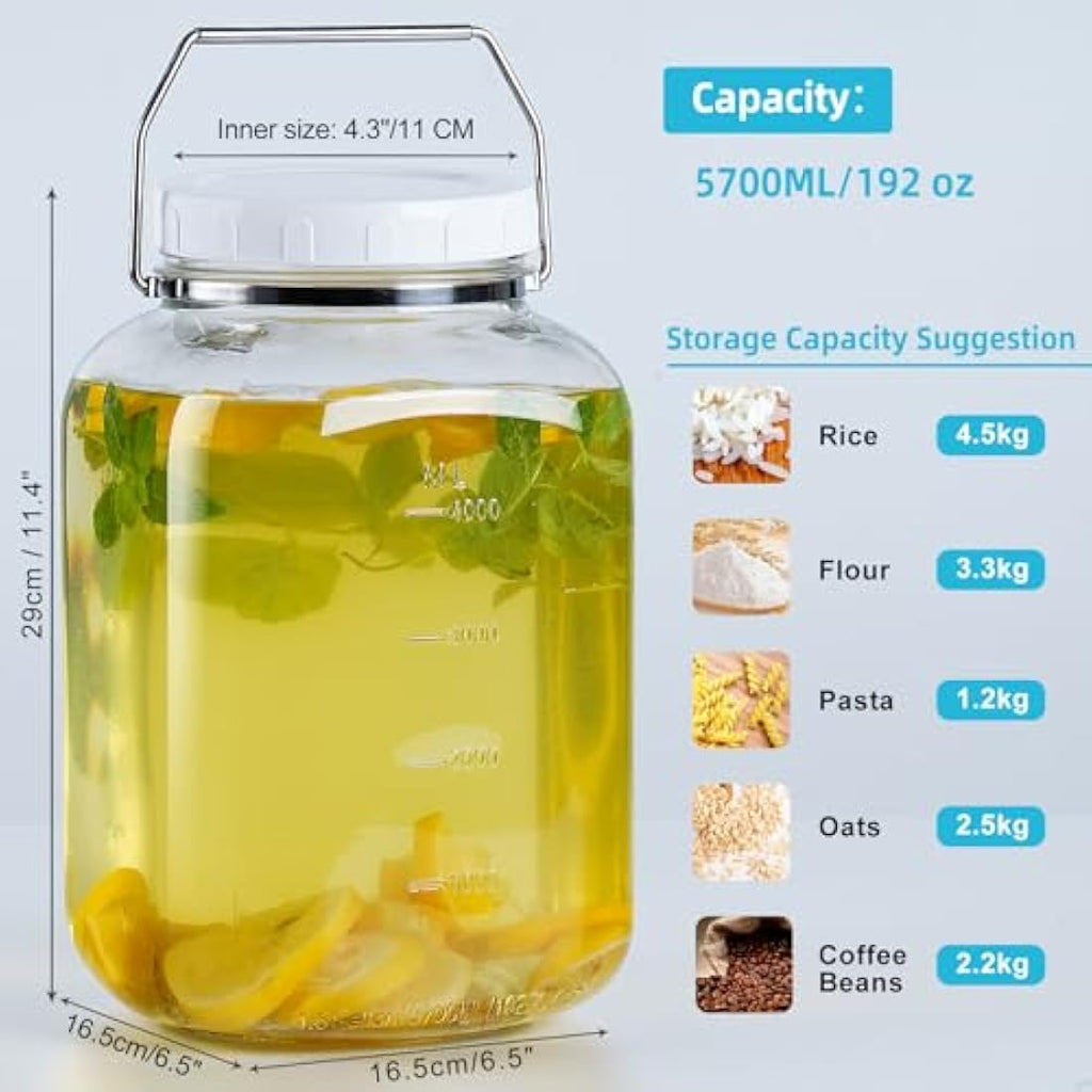 Absovetu 2 Pack Large 5.7L Glass Storage Jars with Airtight Lids