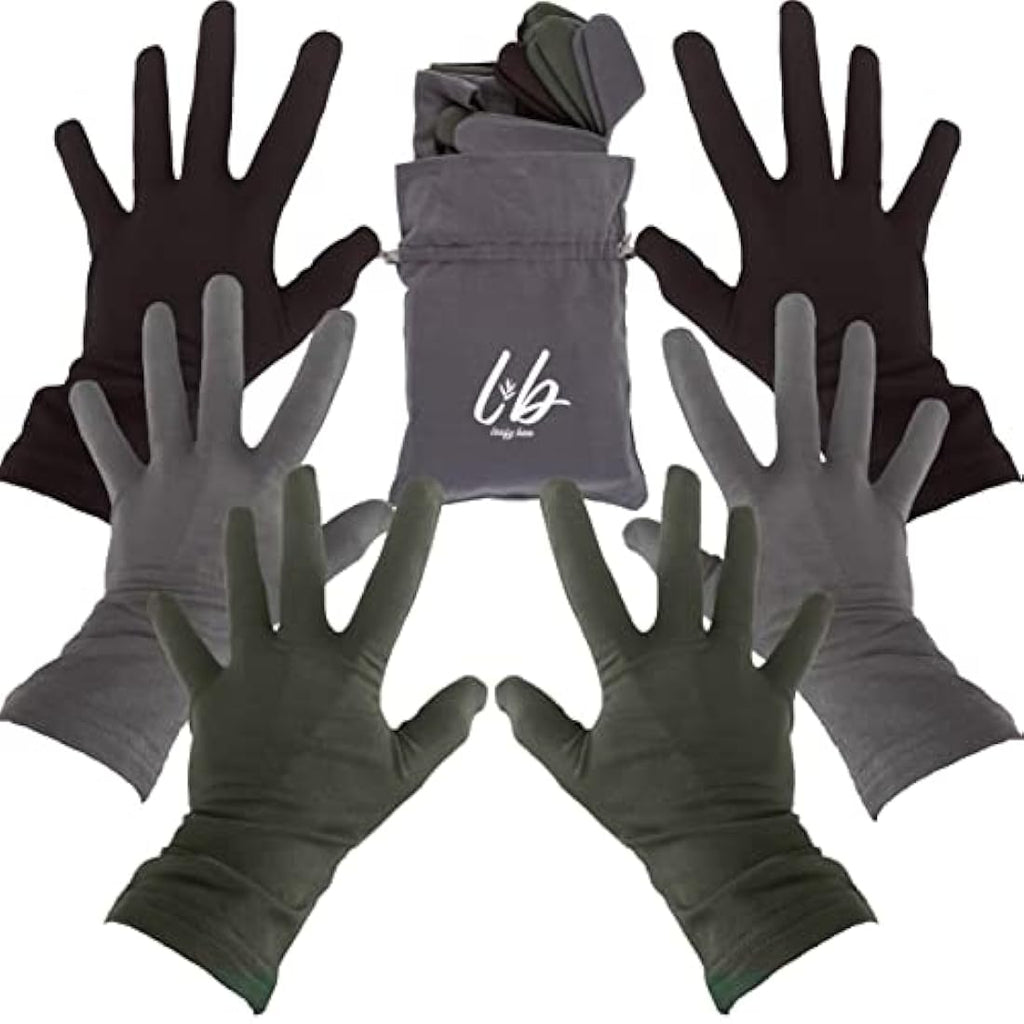 Leafy Boo Bamboo Eczema Gloves for Women - Overnight Moisturising, 3 Pairs