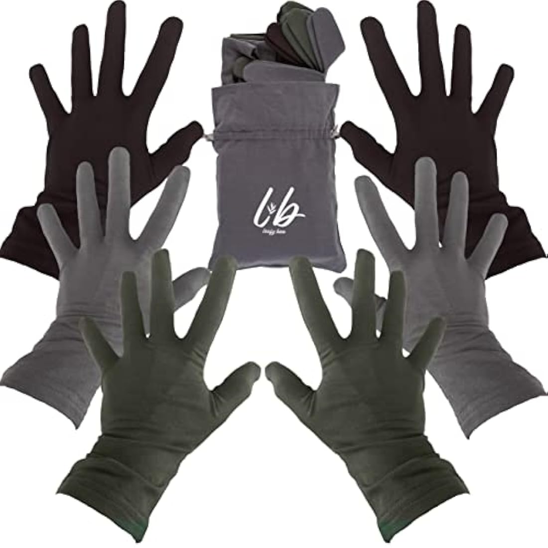 Leafy Boo Bamboo Eczema Gloves for Women - Overnight Moisturising, 3 Pairs