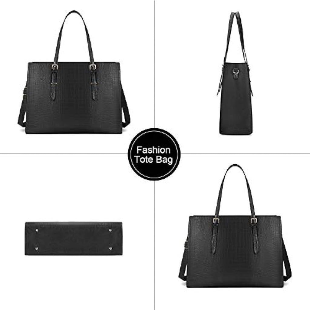 Lubardy 15.6 Inch Laptop Tote Bag for Women | Faux Leather Work Handbag