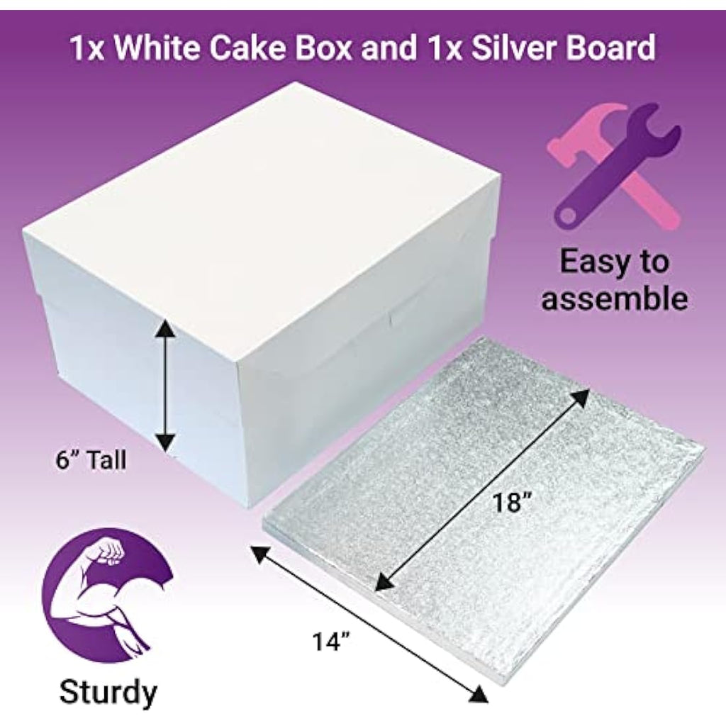 Culpitt 18x14 Oblong Cake Board and Box Set | Silver Fern Cake Drum