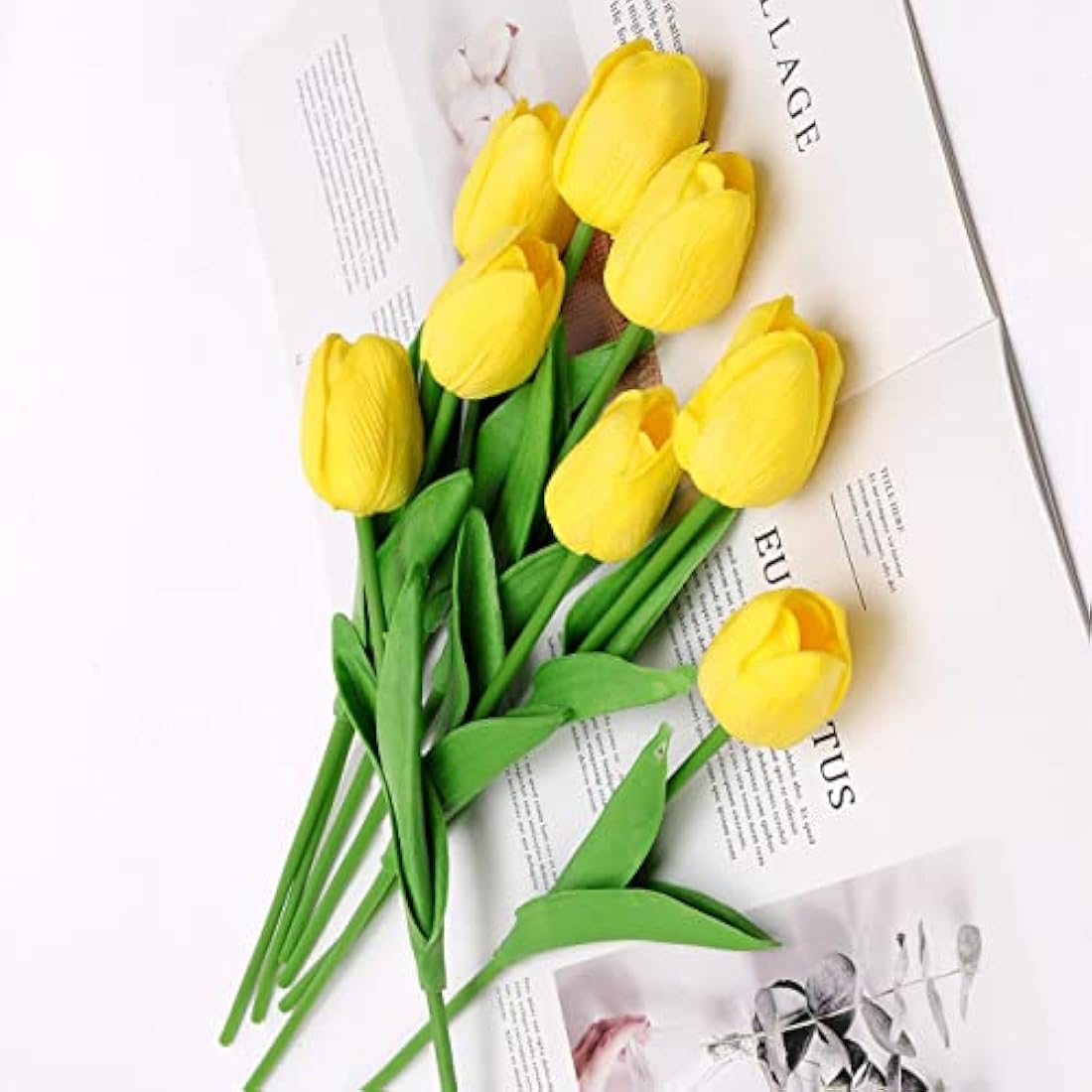 10 Pcs Real Touch Artificial Tulips – Yellow Latex Flowers