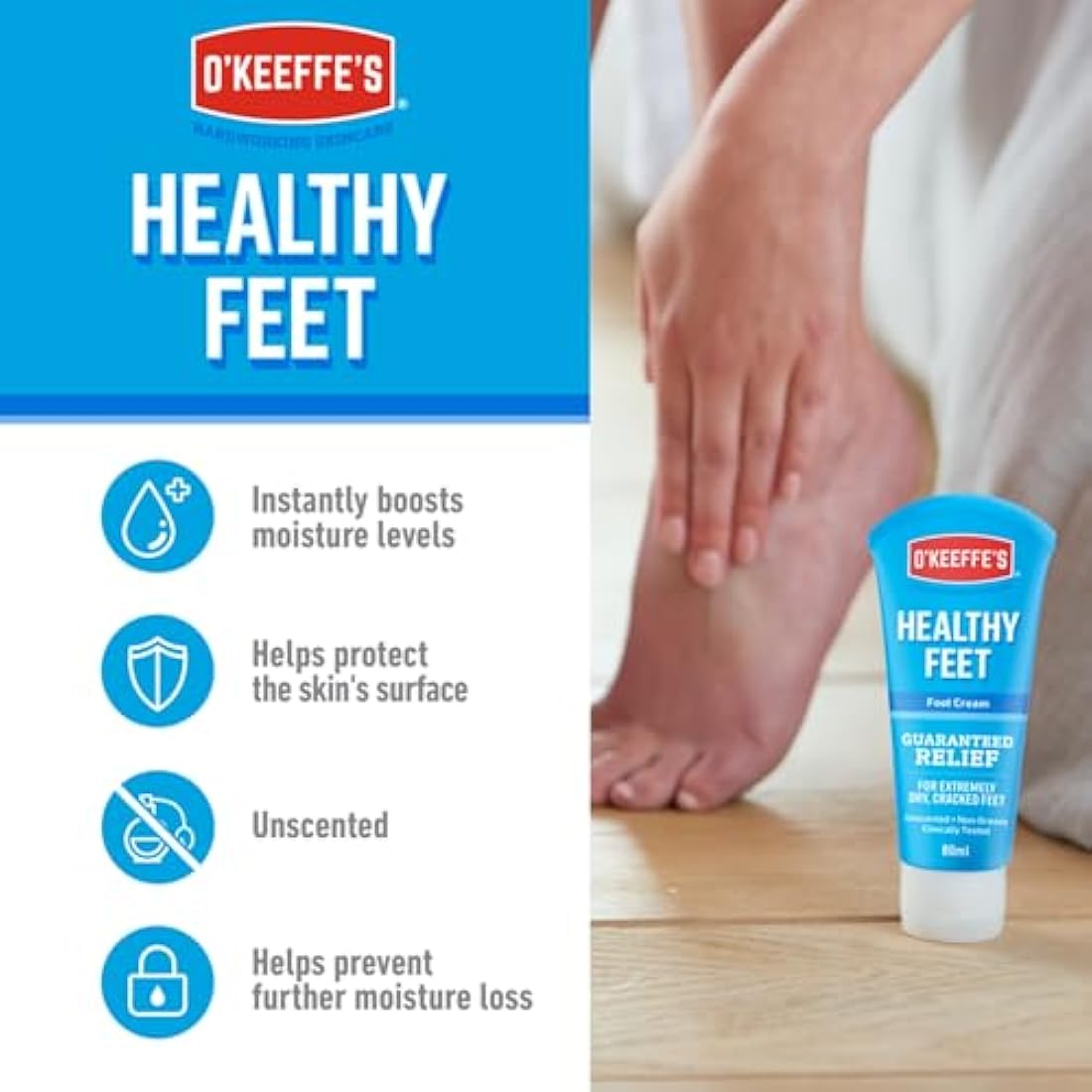 O'Keeffe's Healthy Feet Foot Cream for Dry Cracked Skin, 80ml (5 Pack)